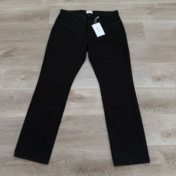 NWT Frame Denim The Straight Leg Jeans Noir Black New Women’s Size 33 MSRP $278